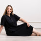 Women V-Neck Modal Nightgown Dress Black