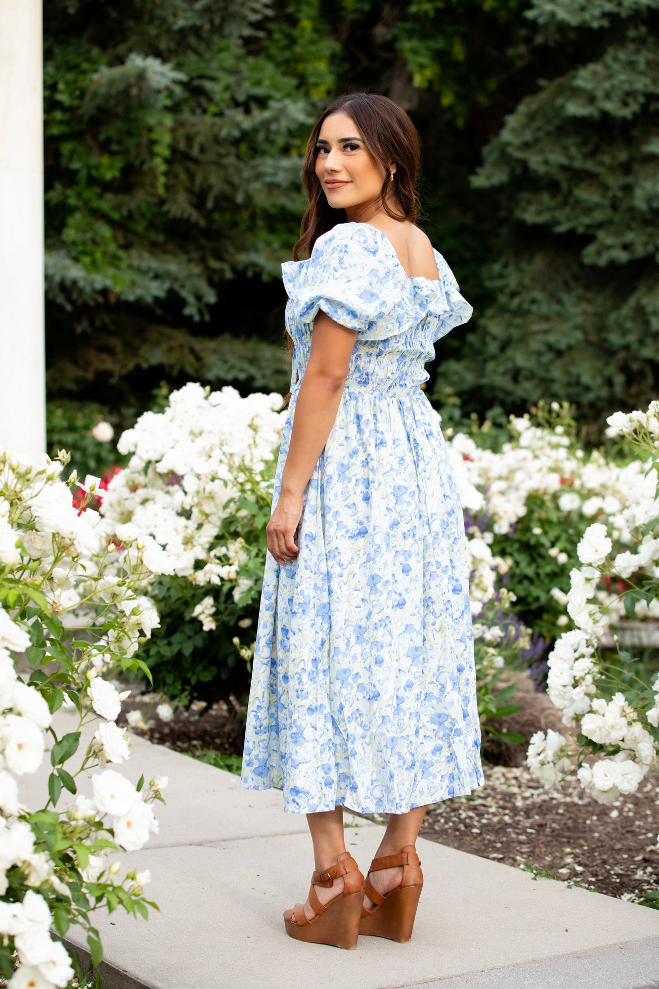 Verona Floral Blue Midi Dress