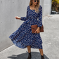 Polka Dot Long Sleeve Women Midi Dress