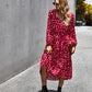 Polka Dot Long Sleeve Women Midi Dress