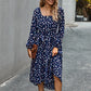 Polka Dot Long Sleeve Women Midi Dress