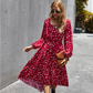 Polka Dot Long Sleeve Women Midi Dress