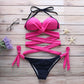 Pink 2 Piece Women Wrap Swimsuit