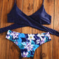 Floral Navy 2 Piece Women Swimsuit Bikini