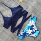 Floral Navy 2 Piece Women Swimsuit Bikini