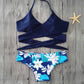 Floral Navy 2 Piece Women Swimsuit Bikini