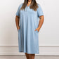 Women V-Neck Modal Nightgown Dress Blue