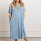 Women V-Neck Modal Nightgown Dress Blue