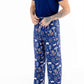 Front view of man wearing mens pajama set in Woodland Night print