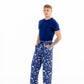 Side view of man modeling Woodland Night modal pajama set with drawstring pants