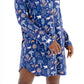 Woodland Night women nightshirt long sleeve in cozy modal fabric with forest patterns and button-down front.