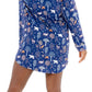 Women nightshirt long sleeve featuring woodland animal prints and a comfortable, relaxed fit.