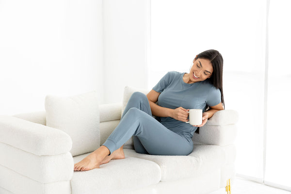 Crew Neck Modal Jam Pants Set Blue | Eczema-friendly PJs