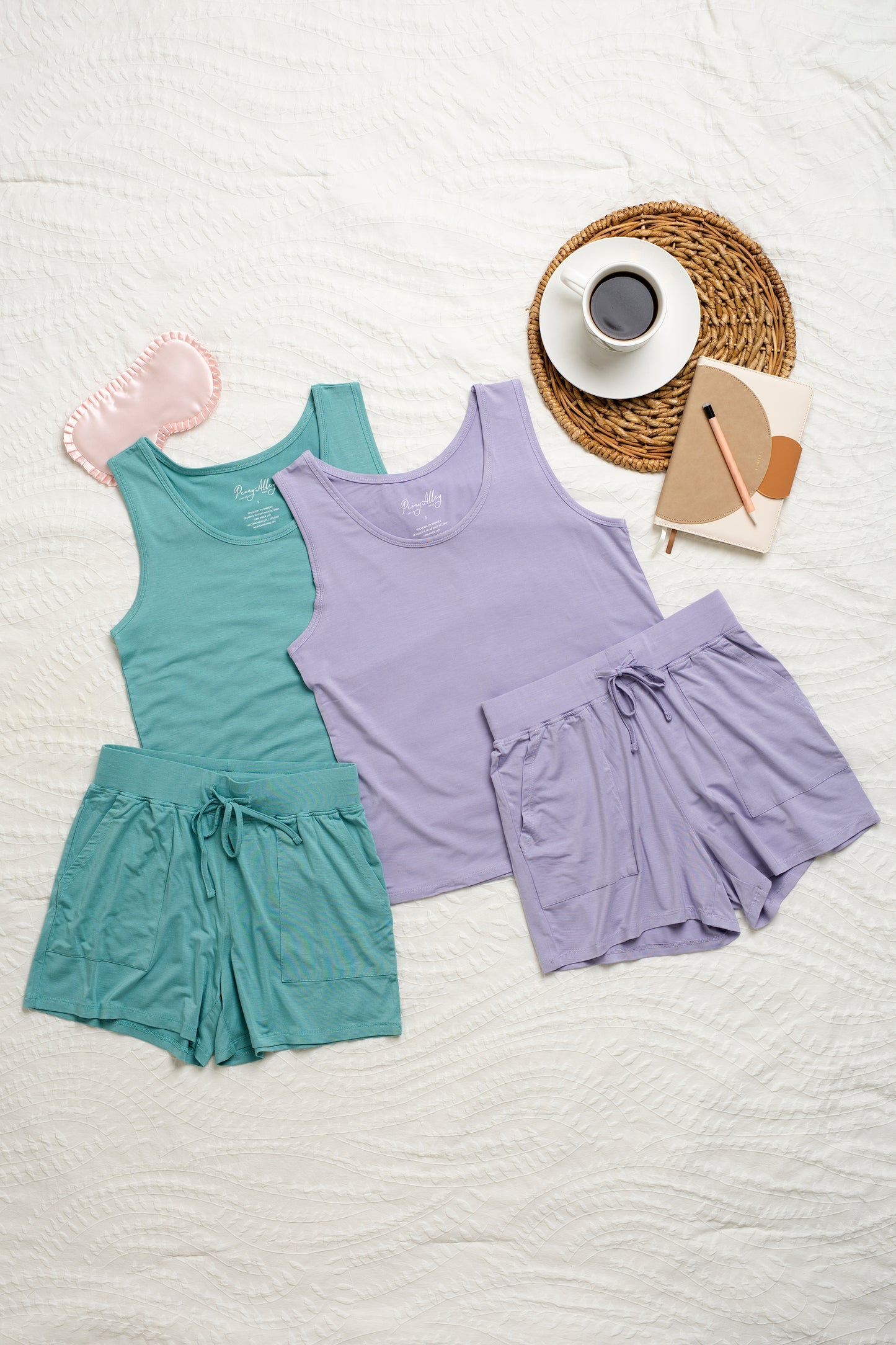 Women Modal Pajama Set-Shorts & Tank- Lavender