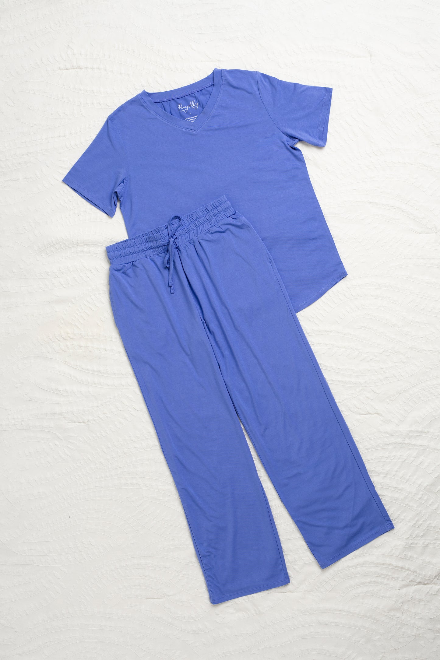 Women Modal Lounge Set – V-Neck Tee & Wide-Leg Pants Sage Green