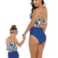 Mommy and Me 2 Piece Bikini Blue/White Swimsuit