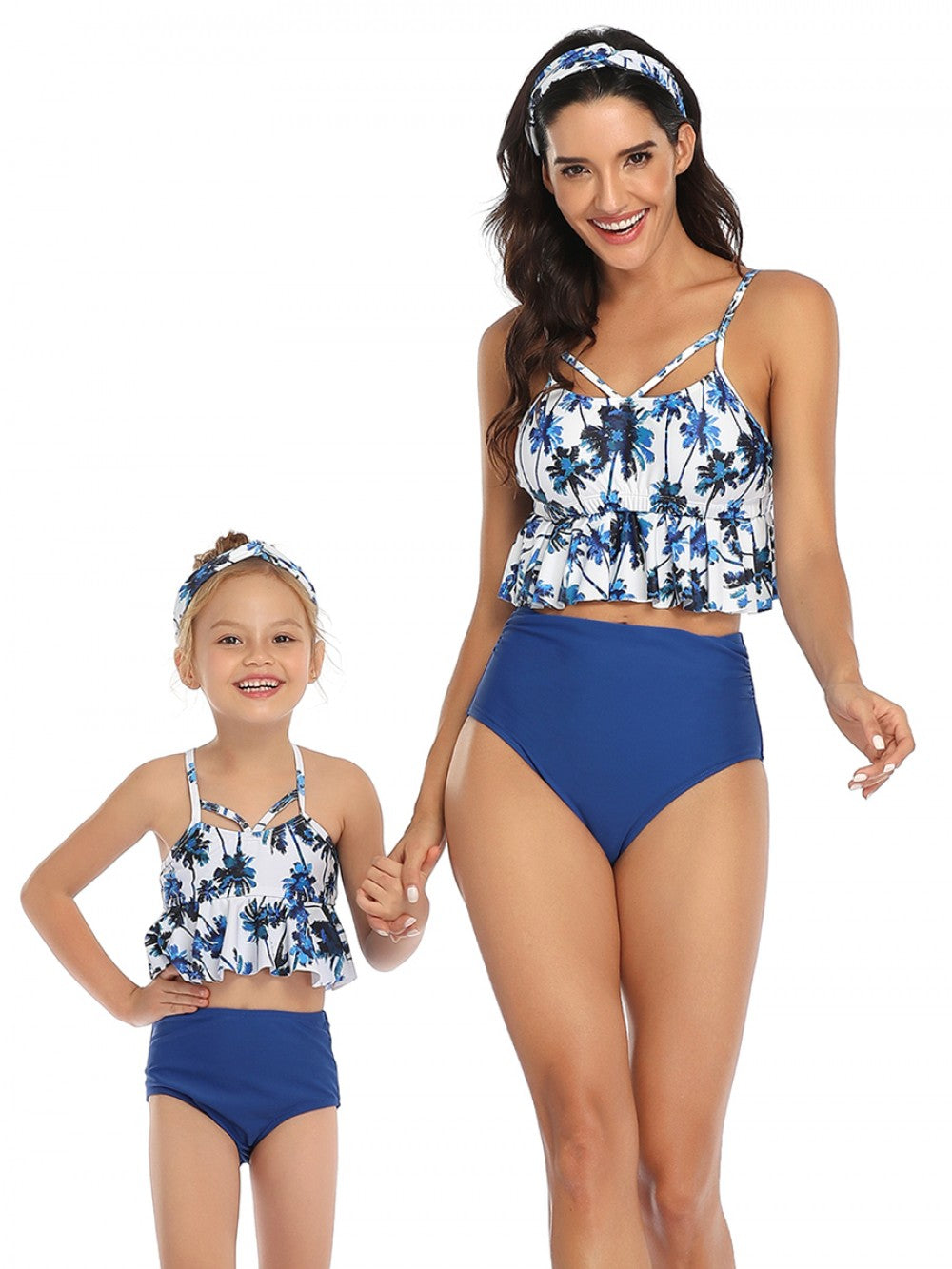 Mommy and Me 2 Piece Bikini Blue/White Swimsuit