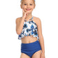 Mommy and Me 2 Piece Bikini Blue/White Swimsuit