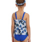 Mommy & Me Matching Blue Palms  2 Piece Bikini Swimsuit