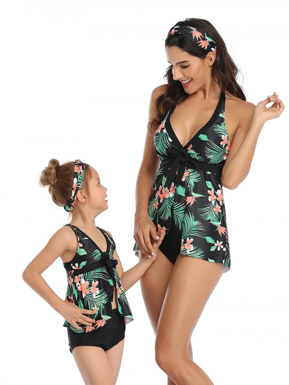 Mommy and Me  2 Piece Floral Green Tankini