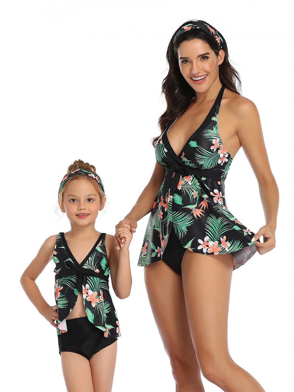 Mommy and Me  2 Piece Floral Green Tankini