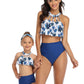 Mommy and Me 2 Piece Bikini White/Blue Palms Swimsuit