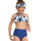 Mommy and Me 2 Piece Bikini White/Blue Palms Swimsuit