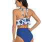 Mommy and Me 2 Piece Bikini White/Blue Palms Swimsuit