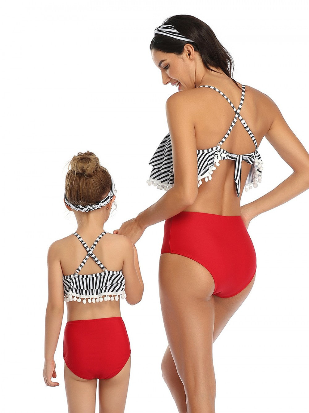 Mommy and Me 2 Piece Bikini Red/White Swimsuit