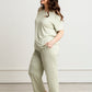 Women Modal Lounge Set – V-Neck Tee & Wide-Leg Pants Sage Green