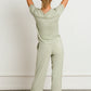 Women Modal Lounge Set – V-Neck Tee & Wide-Leg Pants Sage Green
