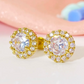 Elegant Gold-Plated Stud Earrings Sparkling Round Cubic Zirconia – 925 Sterling Silver