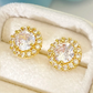 Elegant Gold-Plated Stud Earrings Sparkling Round Cubic Zirconia – 925 Sterling Silver