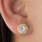 Elegant Gold-Plated Stud Earrings Sparkling Round Cubic Zirconia – 925 Sterling Silver