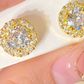 Elegant Gold-Plated Stud Earrings Sparkling Round Cubic Zirconia – 925 Sterling Silver