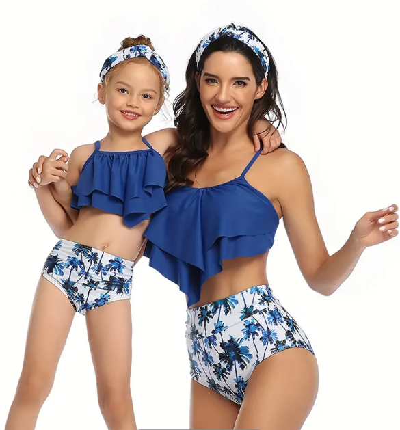 Mommy and Me 2 Piece Bikini Blue Swimsuit