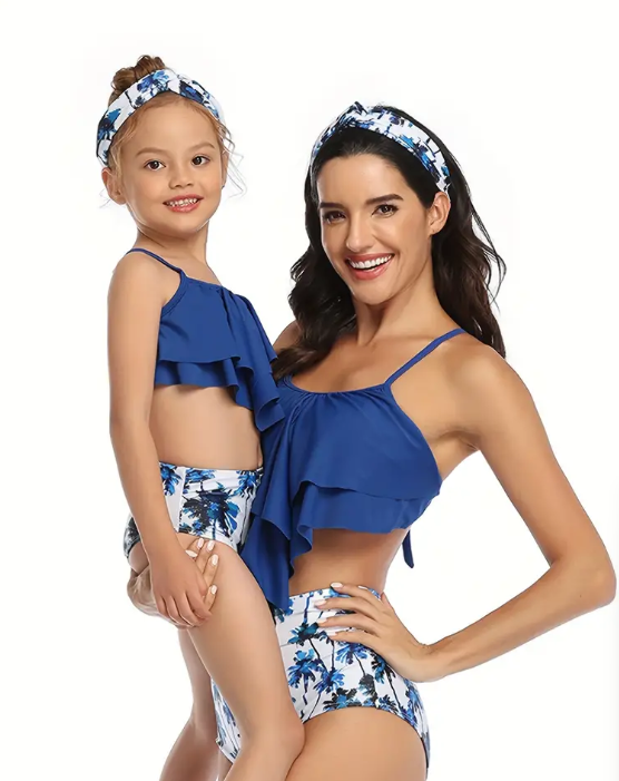 Mommy and Me 2 Piece Bikini Blue Swimsuit