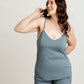 Women Modal Cami Set – Embroidered Summer Pajamas French Blue