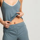 Women Modal Cami Set – Embroidered Summer Pajamas French Blue
