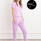 Crew Neck Bamboo Jogger Pants Pajama Set Lilac