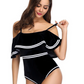 OFF SHOULDER RUFFLED ONE PIECE SWIMSUIT