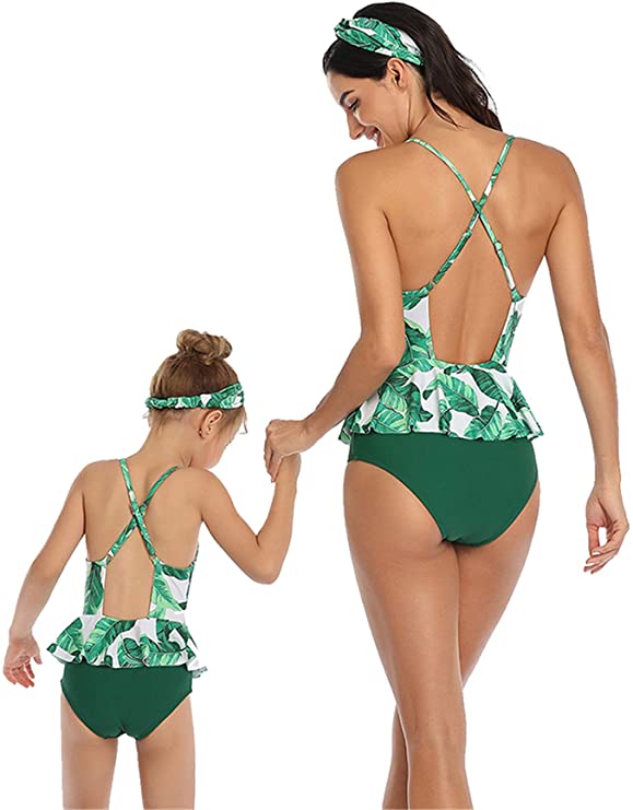 Mommy and Me One Piece Green Swimsuit