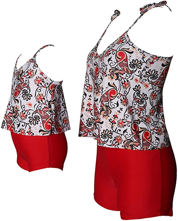 Mommy and Me 2 Piece Red Paisley Tankini