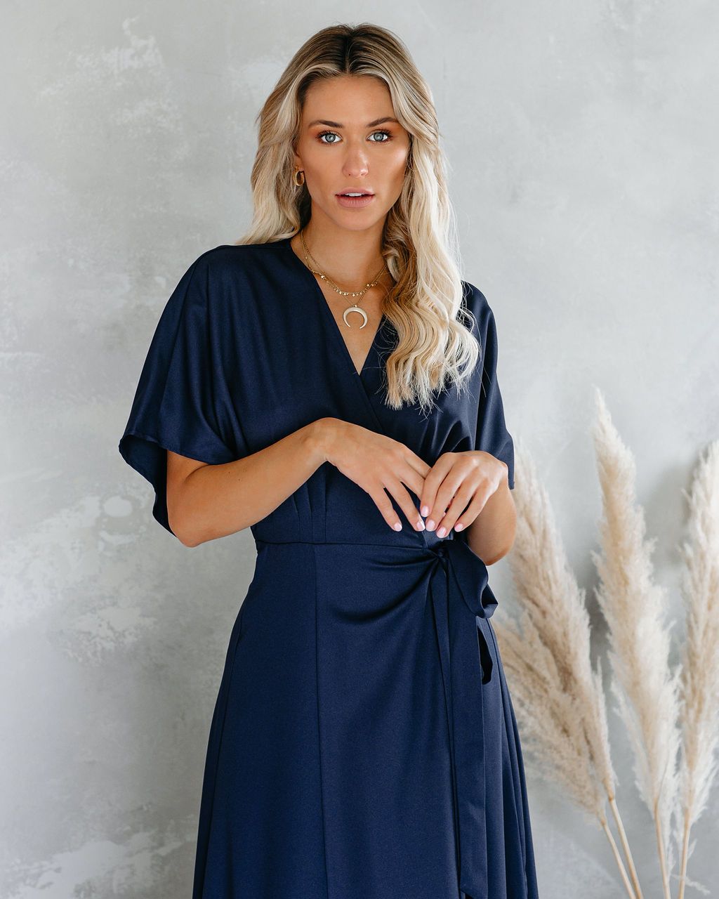 La Mere Wrap Women Navy Dress