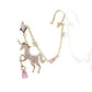 Crystal Unicorn Chain Earring with Cuff – Gold & Pink Gem Accents