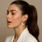 Crystal Unicorn Chain Earring with Cuff – Gold & Pink Gem Accents