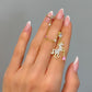 Crystal Unicorn Chain Earring with Cuff – Gold & Pink Gem Accents