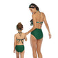 Mommy and Me 2 Piece Bikini Green Floral Swimsuit