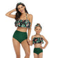 Mommy and Me 2 Piece Bikini Green Floral Swimsuit