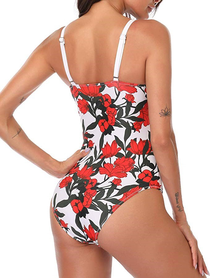 Twist Front V-Neck Women's One Piece Swimsuit